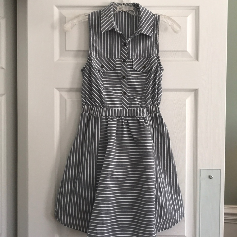 Grey and white striped sundress